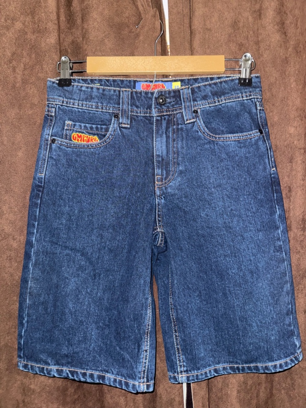 Dark Blue Denim Jeans with Colorful Logo Waistband